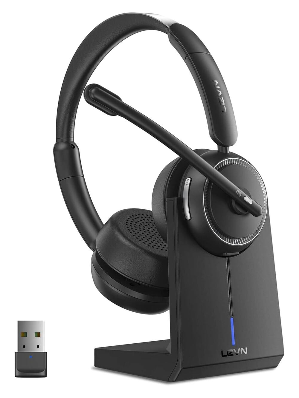 LEVN LE-HS013 Bluetooth Headset Wireless Office Call Center Headphones Boom Mic